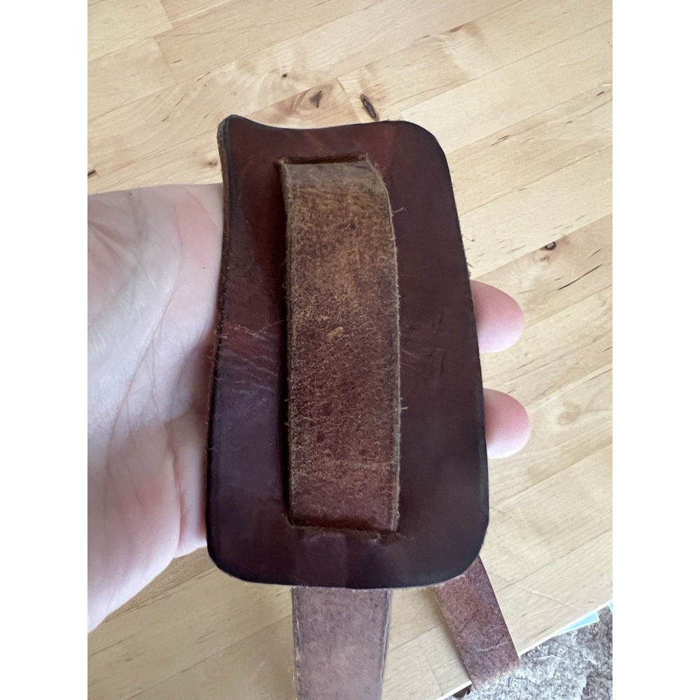 Vintage Genuine Leather Bucket Bag Distressed Leather Drawstring Front Pockets - Picture 14 of 16